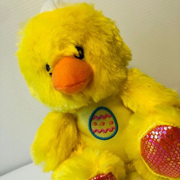Fuzzy Friends Yellow Duck w/ Egg Design on Belly 7 Inches Tall Easter Plush - Picture 5 of 5